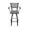 Holland Bar Stool Co Jackie with Arms 25 in. Swivel Counter Stool with Black Wrinkle Finish and Canter Earth Seat 415 - alternate 2